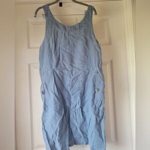 WRAP LONDON Womens Blue Linen Jumper Dress PocketsSize 8 Boho Minimalist